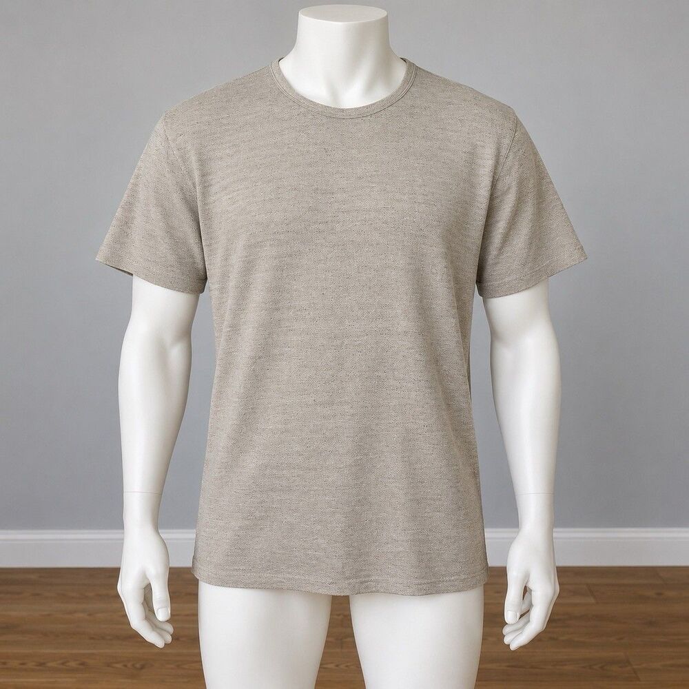VTG Polo Ralph Lauren 100% Linen Knit T-Shirt Men's L Beige Crewneck Made In USA